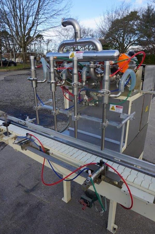 Used PackWest 4 Piston Straight Line Filling Machine, 32 Ounce Pistons