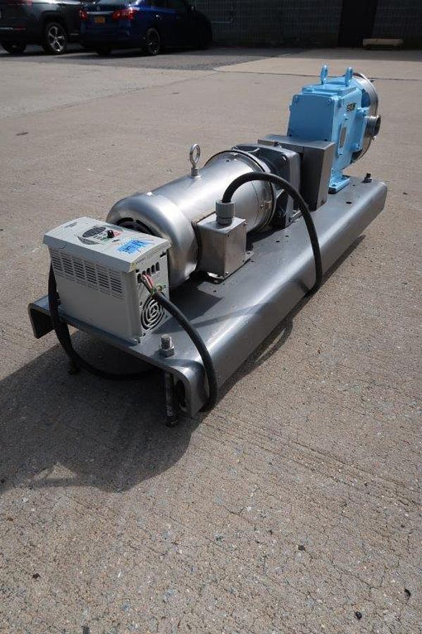 Used Waukesha 130 Stainless Positive Displacement Pump, 5 HP Motor