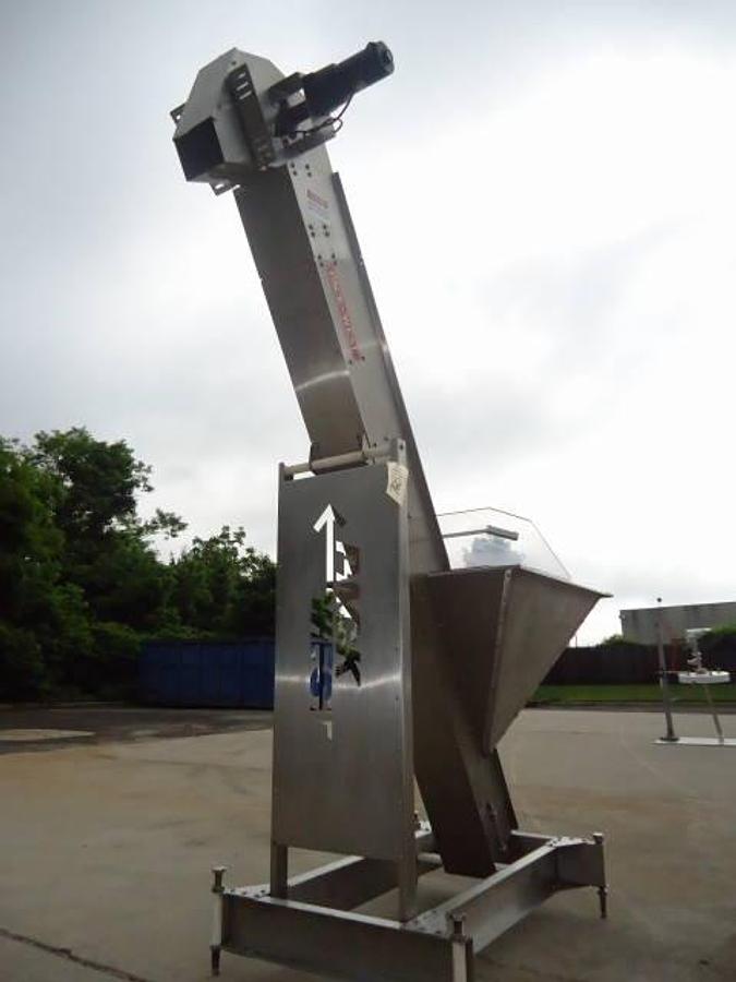 Used Pack West Cap Feeder/Elevator, 96 In. Discharge Height, Stainless Steel
