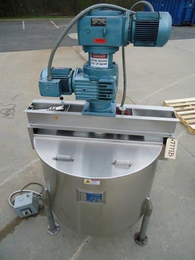Used 100 Gallon Perma-San 316 Stainless Steel Jacketed Scraper Kettle With High Speed Turbine