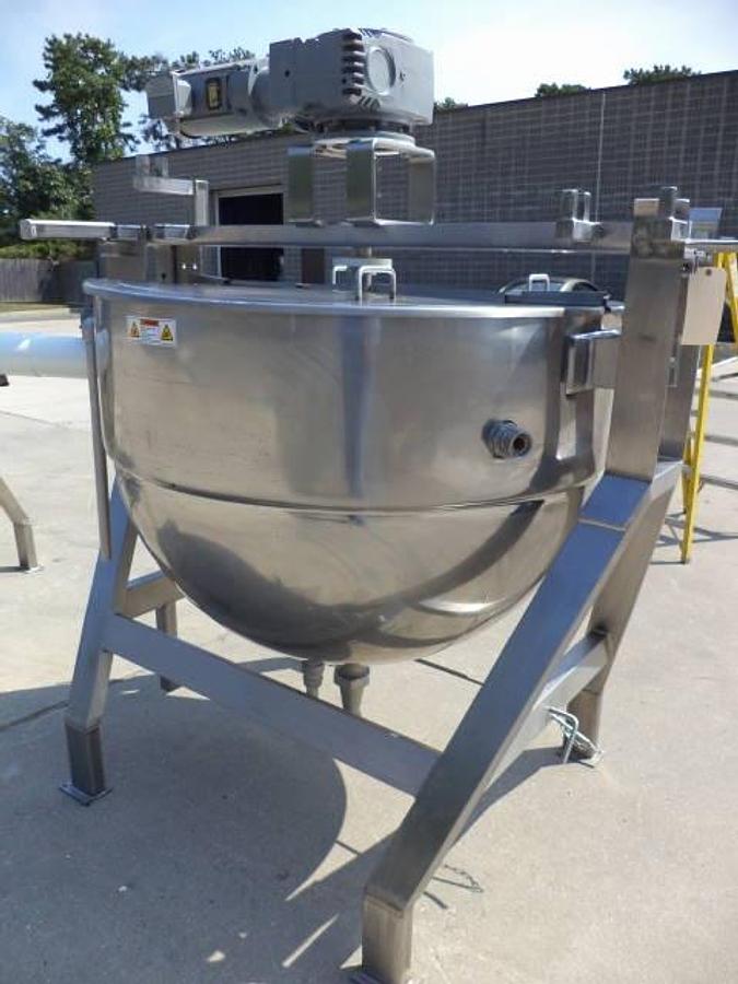 Used 200 Gallon Lee 316 Stainless Steel Jacketed Scraper Kettle, 125 PSI Jacket-