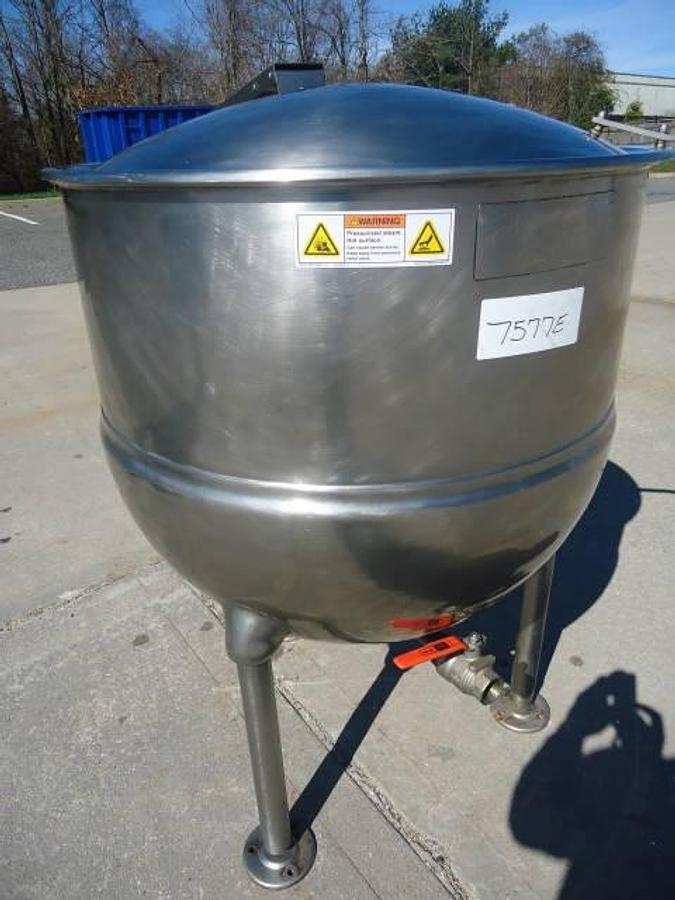 Used 80 Gallon Groen Stainless Steel Jacketed Hemispherical Kettle
