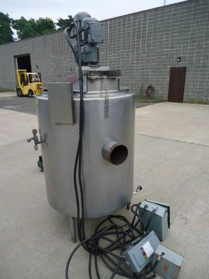 Used 80 Gallon Groen Stainless Self -Contained Gas Fired Twin Action Mix Kettle, 3 In. Discharge