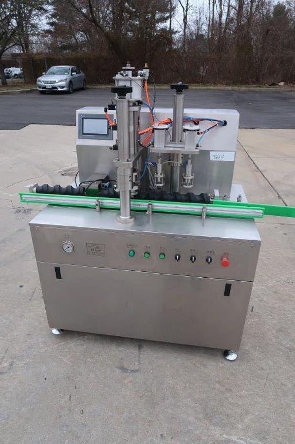 Used JRSEA Two Head Aerosol Filling Machine with Crimping Head