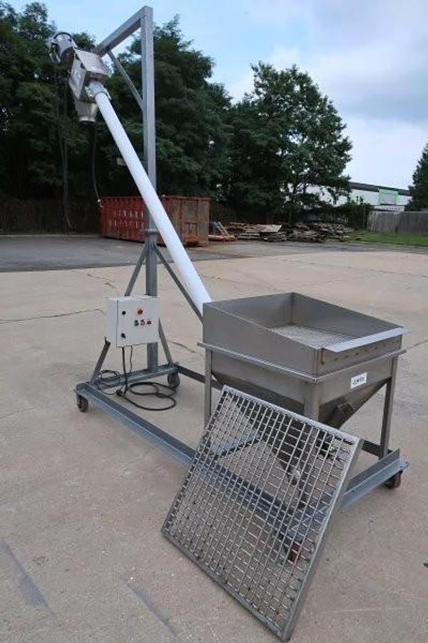Used AIM 3-3/4 In. Diameter Inclined Flexible Screw Conveying System, Portable