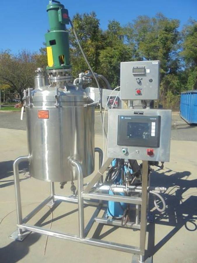 Used 100 Gallon Cherry Burrell 316 Stainless Steel Jacketed Pressurized Kettle/Reactor, Tilt Out Agitation