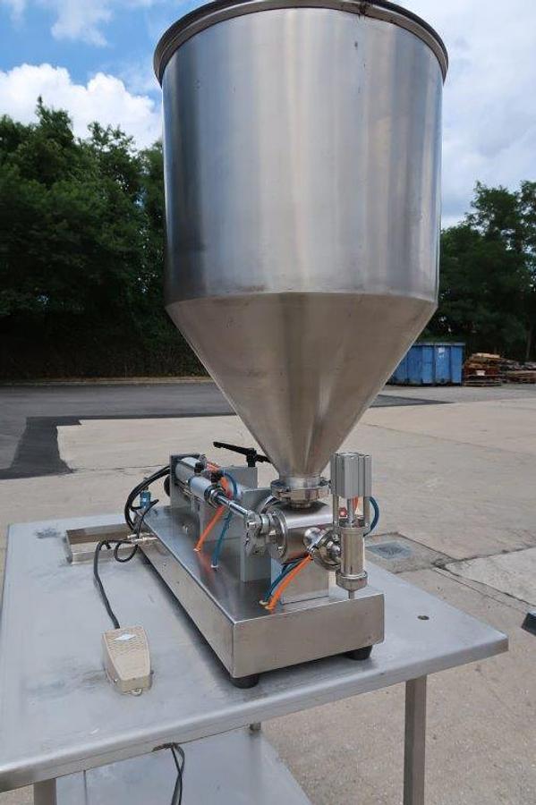 Used GPTG Tabletop Air Operated Semi-Automatic Piston Filler, 250mL Maximum Fill