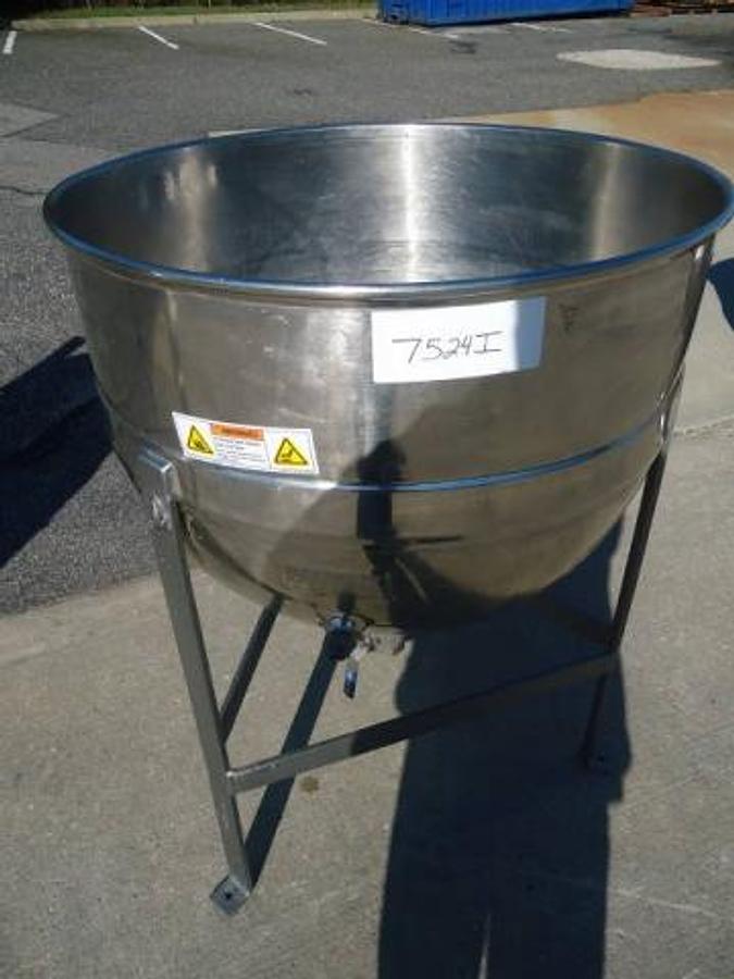 Used 50 Gallon Lee Stainless Steel Hemispherical Kettle, 40 Psi