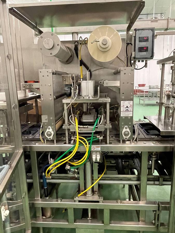Used Osgood Dual Lane Tray/Cup Filling and Sealing Machine, Gas Flush