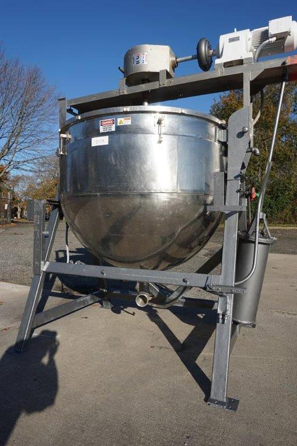 Used 500 Gallon Lee Stainless Double Motion Scraper Kettle, Tilt Out agitation