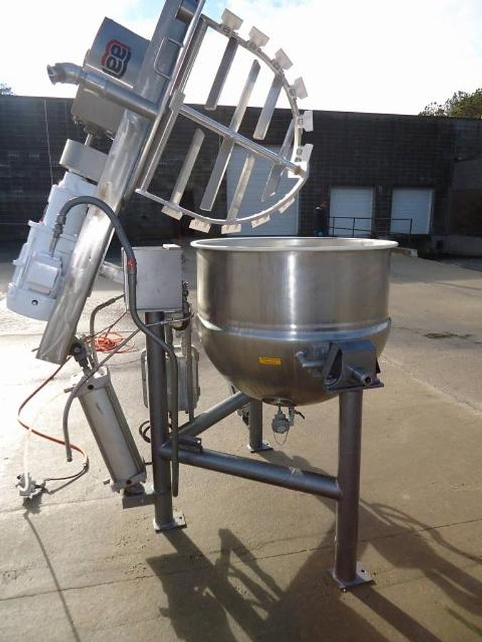 Used 100 Gallon Lee Type 316 Stainless Steel Jacketed Double Motion Tilt Kettle, Explosion Proof –
