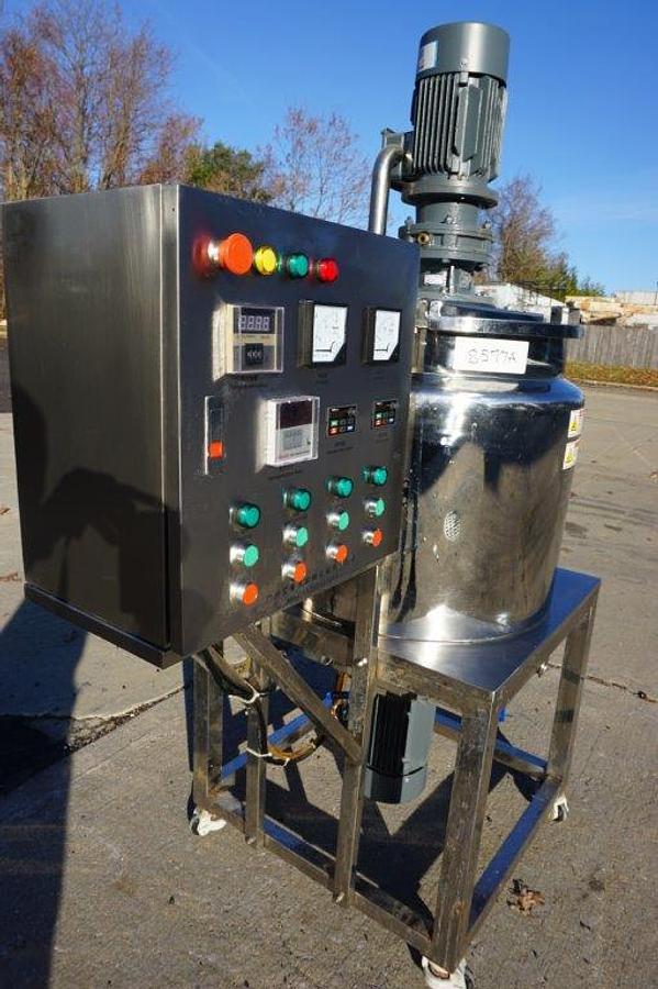Used 30 Gallon Ailusi Type 316L SS Jacketed Dual Action Kettle/Tank, with Homogenizing