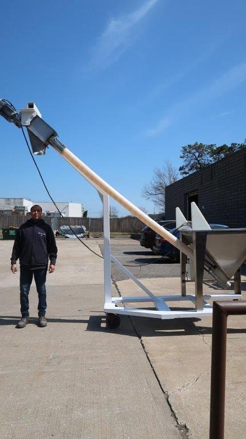 Used AMS 4 In. Diameter Inclined Flexible Screw Conveying System, Portable