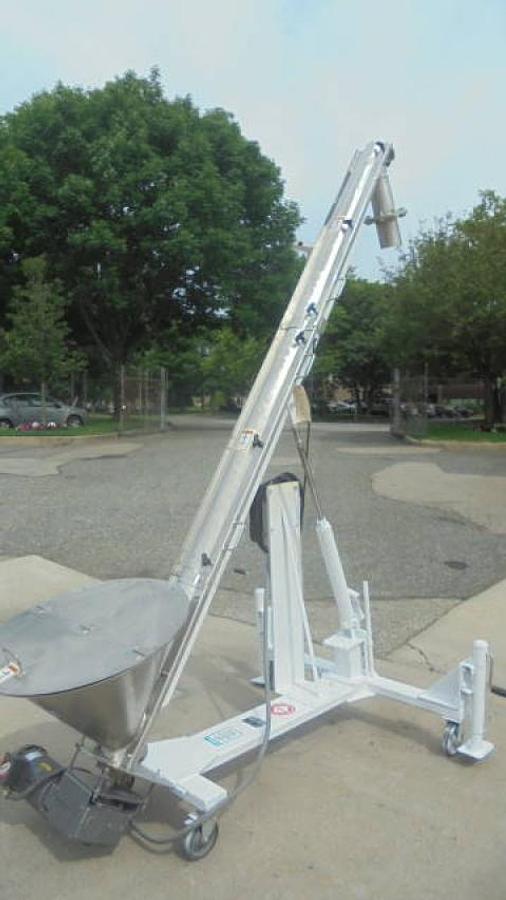 Used S. Howes 4 In. Diameter Stainless Inclined Screw Conveyor/Feeder, Adjustable Height Discharge