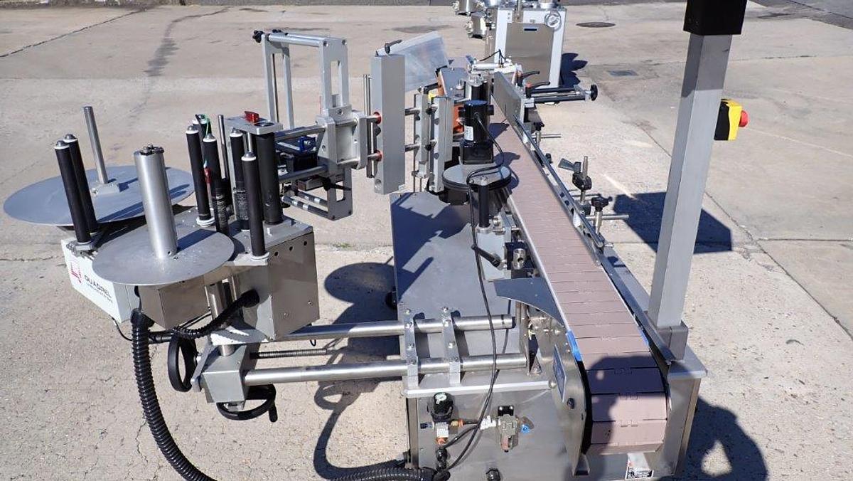 Used Quadrel Versaline Pressure Sensitive Spot/Wraparound Labeler