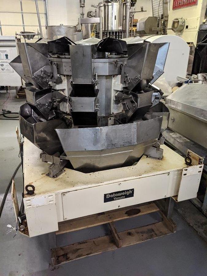 Used Hayssen 12-16HR  Vertical Form Fill & Seal Machine, with Yamato 8 Head Rotary Scales
