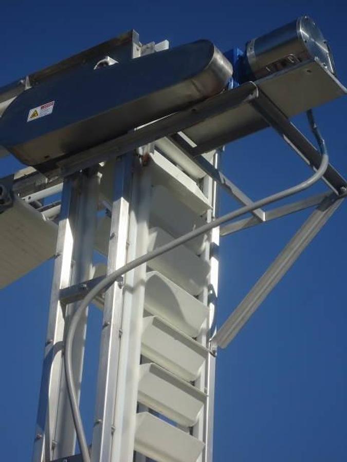 Used 15 Ft. High Stainless Steel Bucket Elevator, 6 In. X 12 In. Buckets
