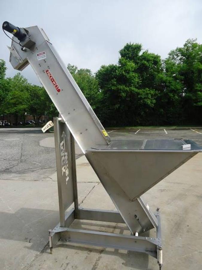 Used Pack West Cap Feeder/Elevator, 96 In. Discharge Height, Stainless Steel