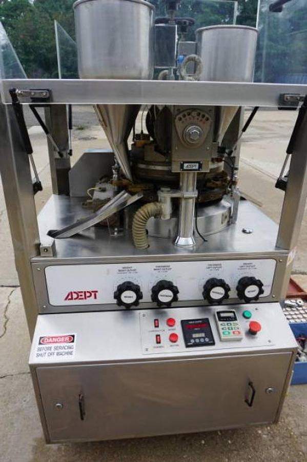 Used Adept 25 Station GMP Rotary Tablet Press, “D” Tablets, Keyed Head