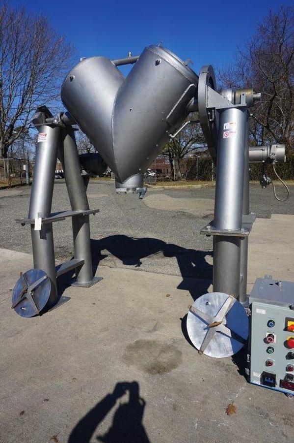 Used 10 Cu. Ft. Patterson Kelley Stainless Jacketed Twin Shell V blender, Intensifier Bar