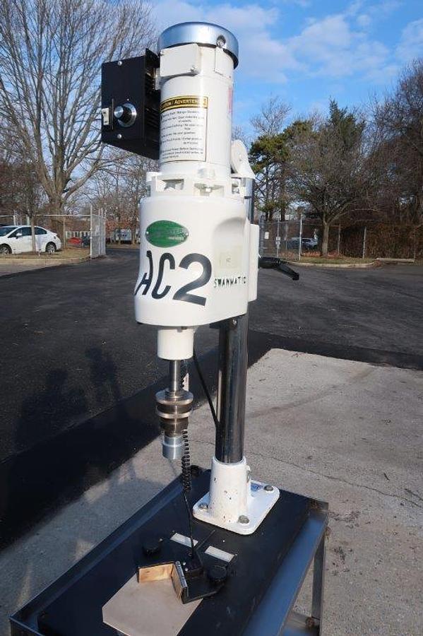 Used Swanmatic C300 Portable Tabletop Semi-Auto Capper, Variable Speed