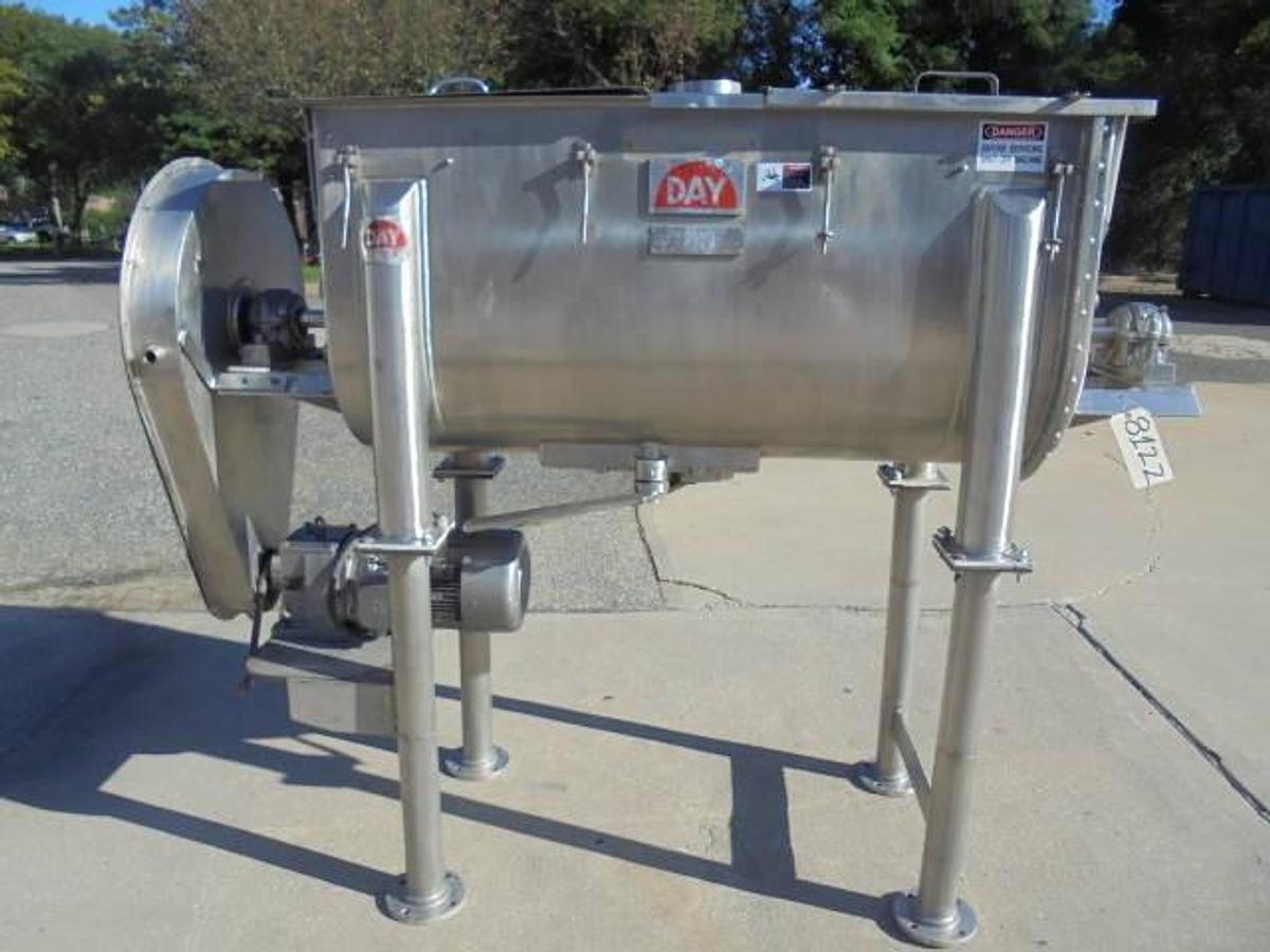 Used 17.5 Cu. Ft. Day Stainless Sanitary Double Ribbon Blender, 8 In. Center Bottom Discharge