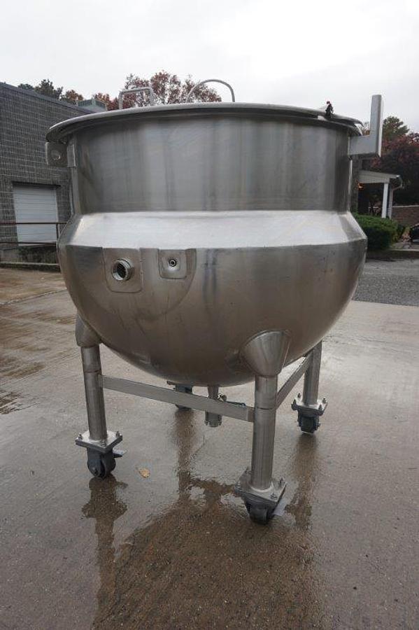 Used 250 Gallon Hamilton 316SS Hemispherical Kettle, 90 PSI Jacket