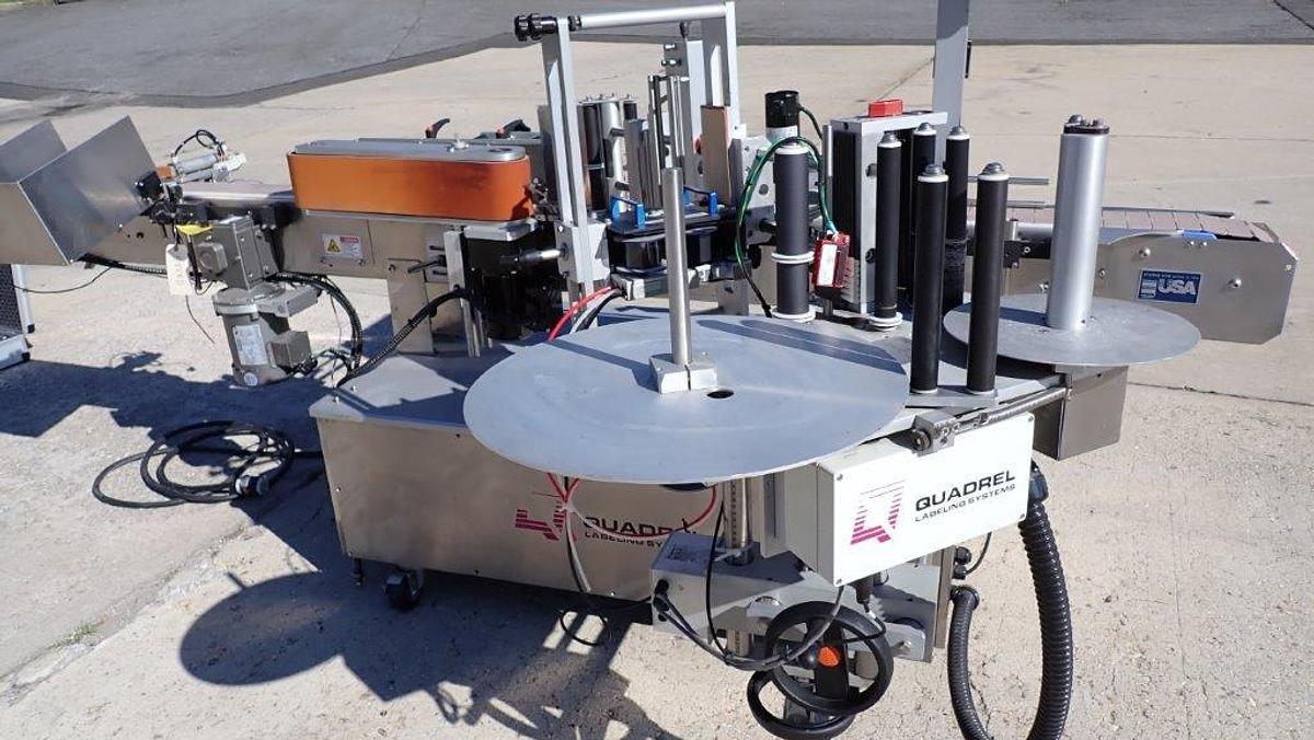 Used Quadrel Versaline Pressure Sensitive Spot/Wraparound Labeler