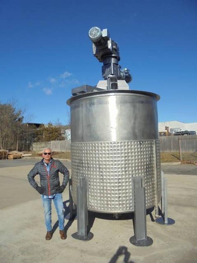 Used 1,500 Gallon 316 Stainless Dimple Jacketed Scraper Agitated tank with Secondary Agitation