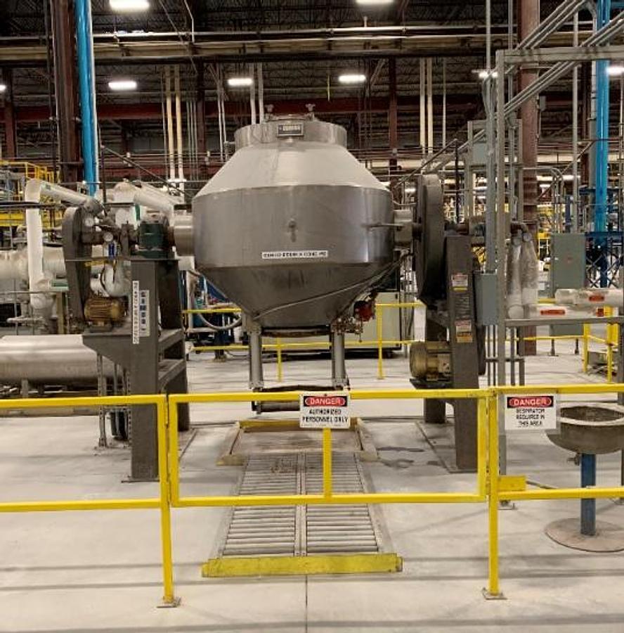 Used Gemcomatic 50 Cu. Ft. Stainless Jacketed Double Cone Blender, Vacuum Capable
