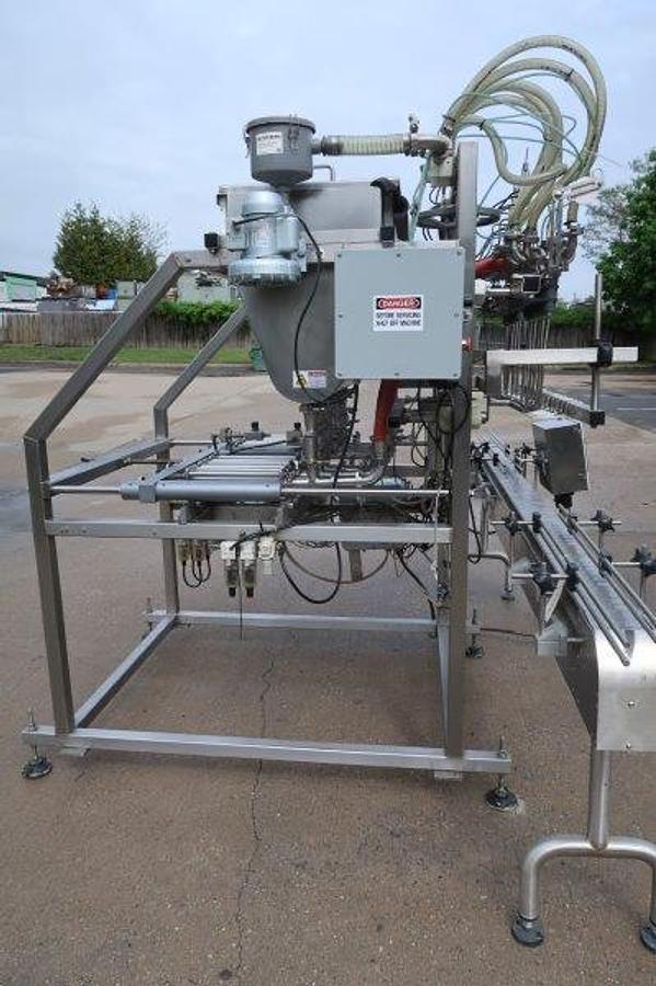 Used Inline Filling Systems Six Piston Hot Filler, Air Rinser