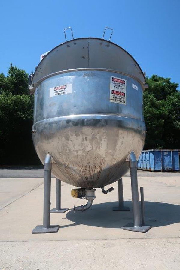 Used 750 Gallon Groen Scraper Kettle, 100PSI Jacket