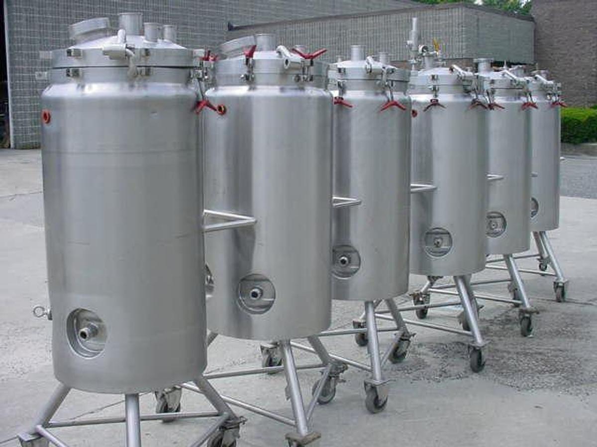 Used 50 Gallon Lee Type 316l Ss Jacketed Vacuum Sanitary Tanks