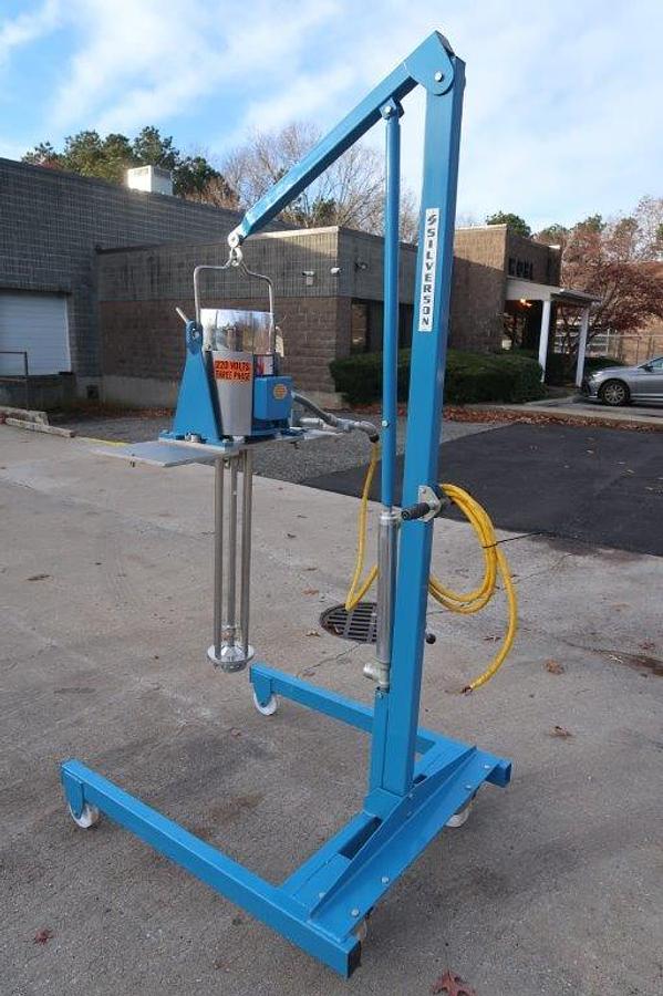 Used Silverson 7.5 HP High Shear Drop-In Mixer/Homogenizer, on Mobile Hydraulic Floor Stand