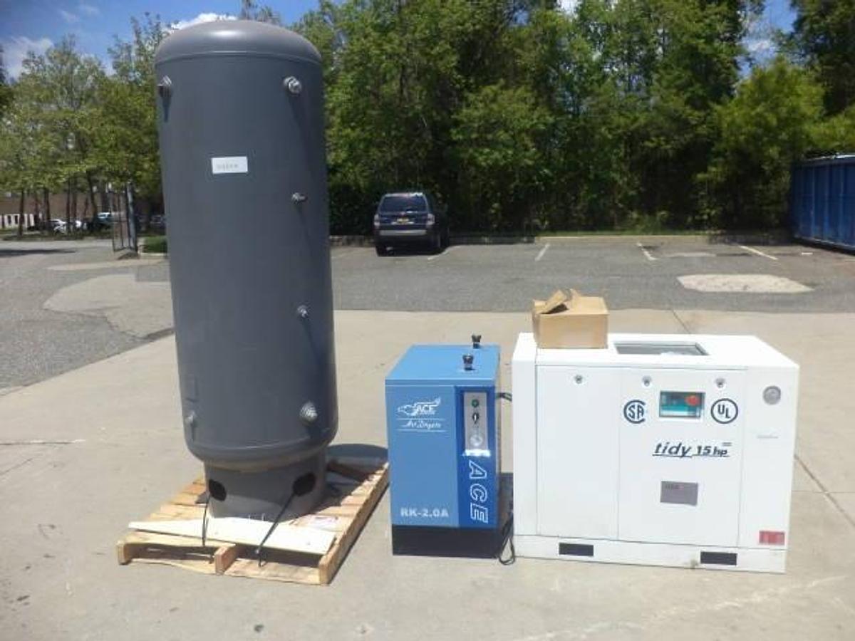 Used United States Air Compressor 15HP Compressor with Compressed Air Dryer and Expansion Tank