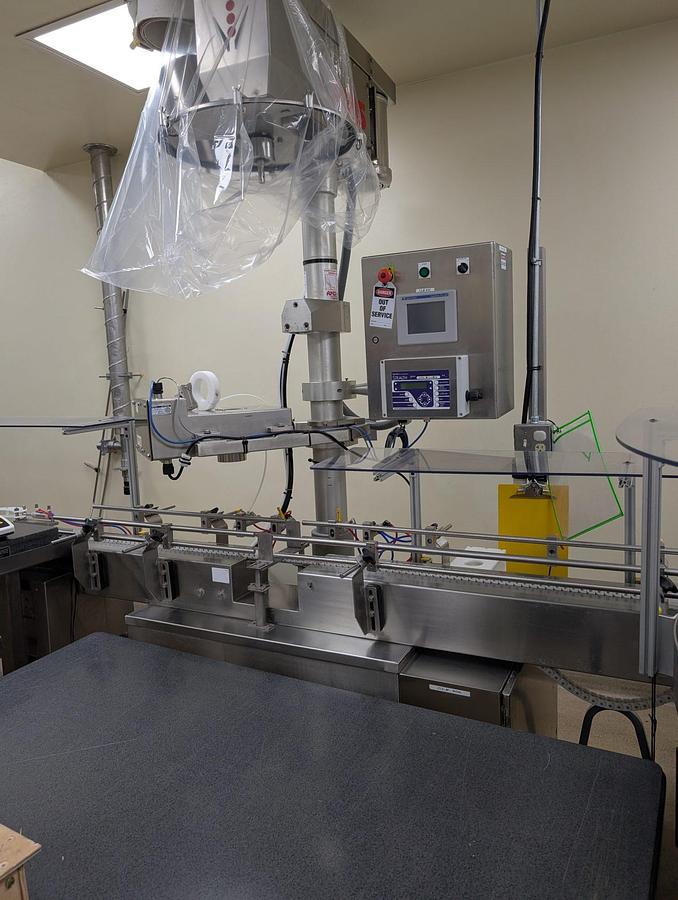 Used AMS Automatic Single Head Powder Filler, with Conveyor