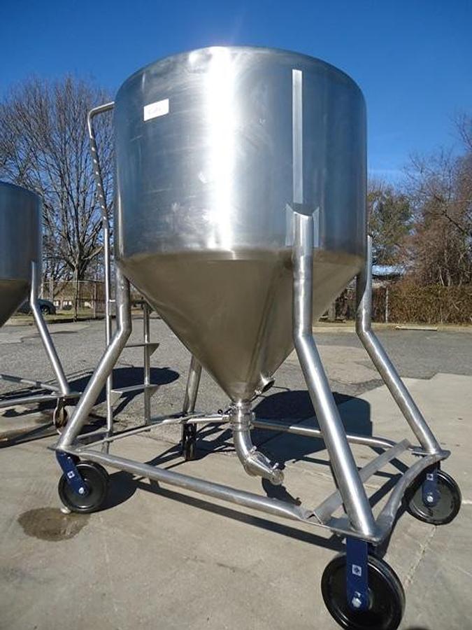 Used 450 Gallon DCI Type 316 Stainless Steel Cone Bottom Portable Tank