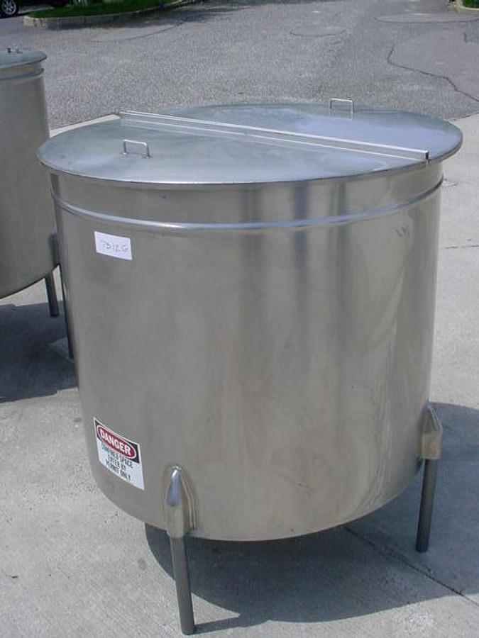 Used 400 Gallon Sanitank Stainless Steel Vertical Tank,k Hinged Lid