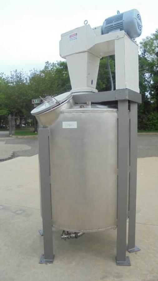 Used 350 Gallon Stainless Closed Top Vertical Mix Tank, 5HP, XP