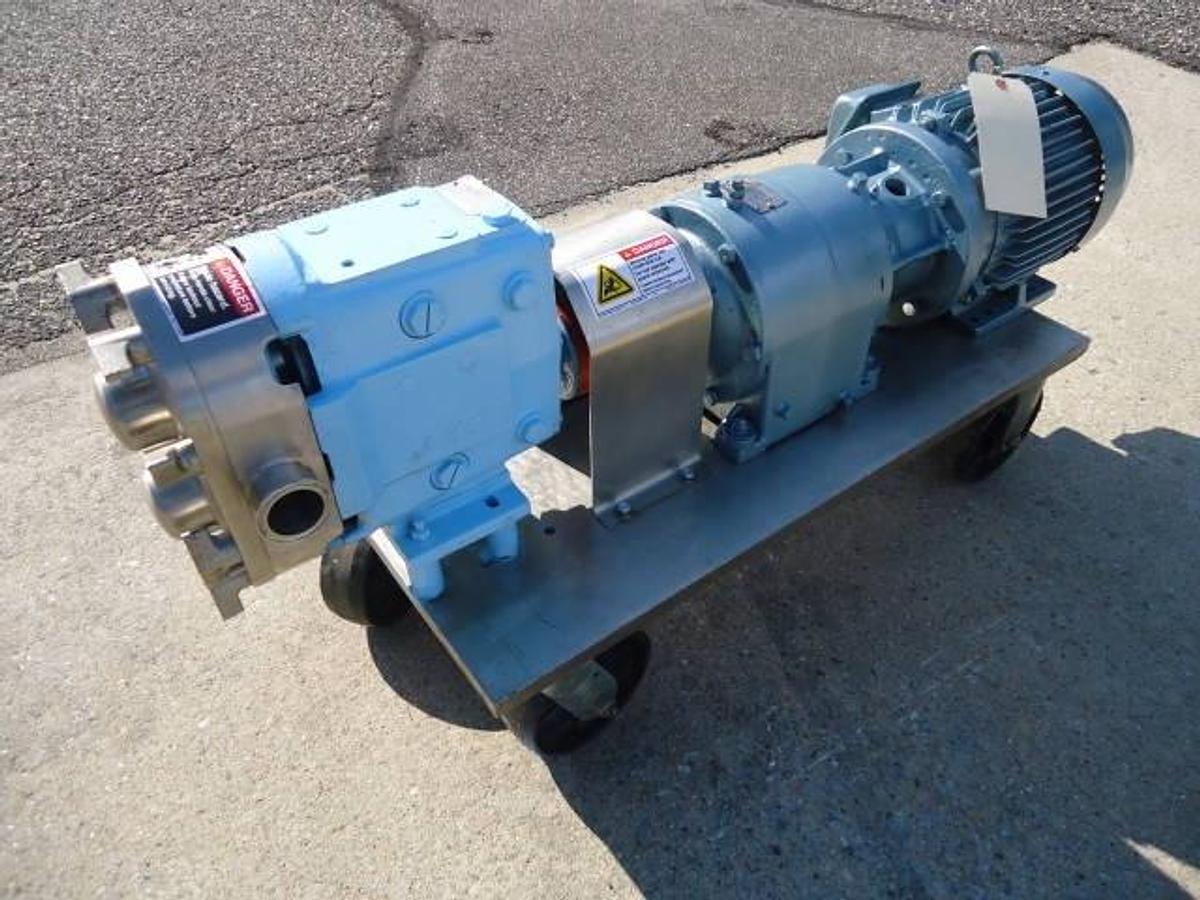 Used Waukesha 30 Stainless Positive Displacement Pump, Stainless Portable Base