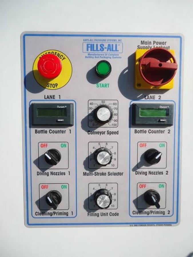 Used Kaps-All Vol-32-16 Twenty Piston Dual Lane Fully Automatic High Speed Filler