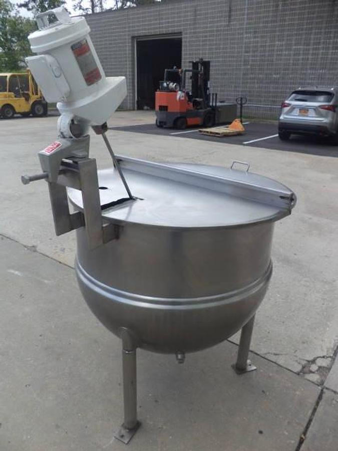 Used 100 Gallon Groen Stainless Hemispherical Kettle, 100 PSI Jacket