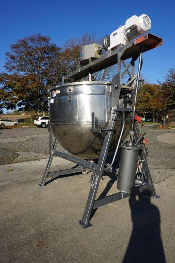 Used 500 Gallon Lee Stainless Double Motion Scraper Kettle, Tilt Out agitation