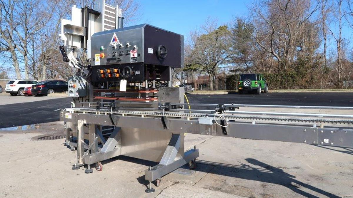 Used Apacks Six Spindle Automatic Screw Capping Machine with Cap Elevator, 200 per minute