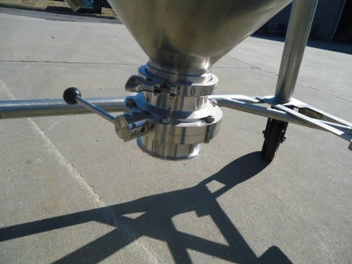 Used 450 Gallon DCI Type 316 Stainless Steel Cone Bottom Portable Tank on Casters