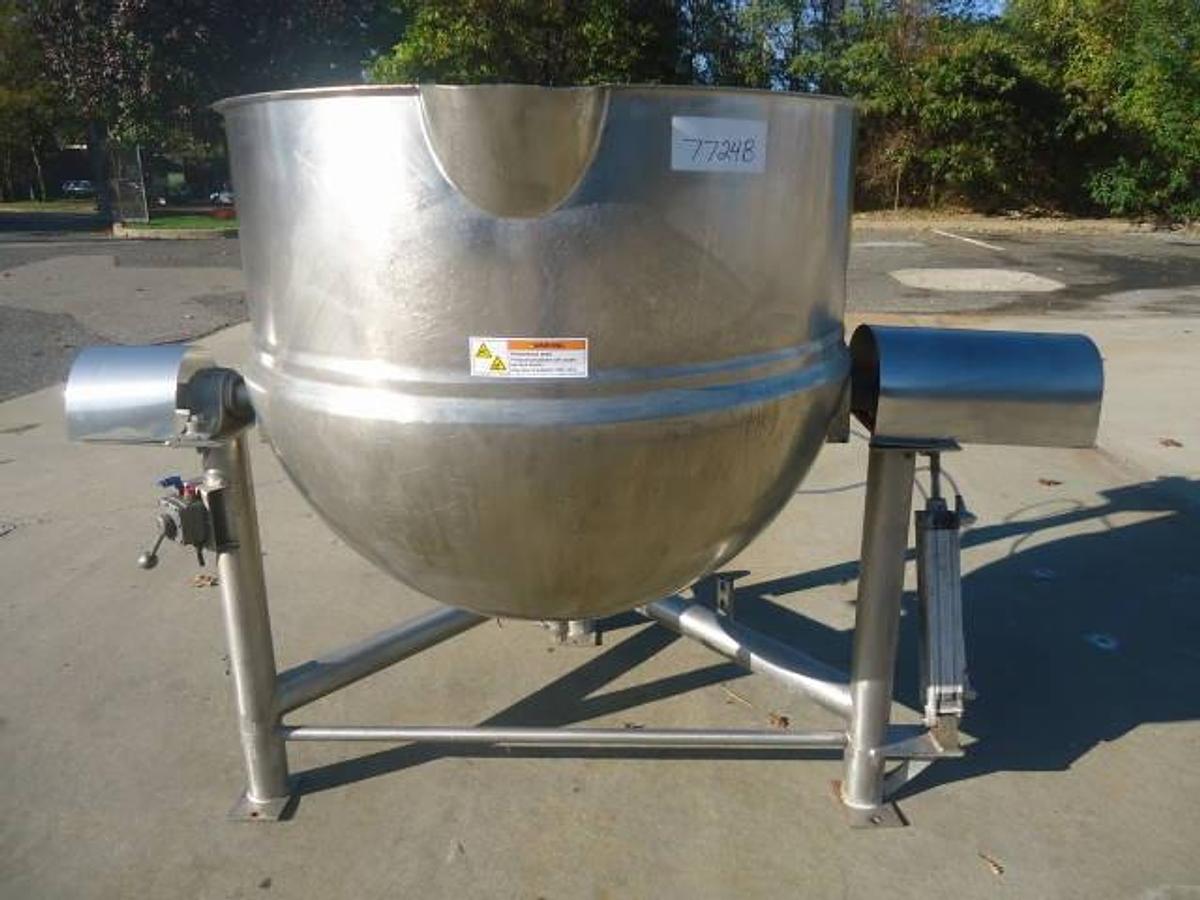 Used 150 Gallon Lee Stainless Steel Hemispherical Tilt Kettle