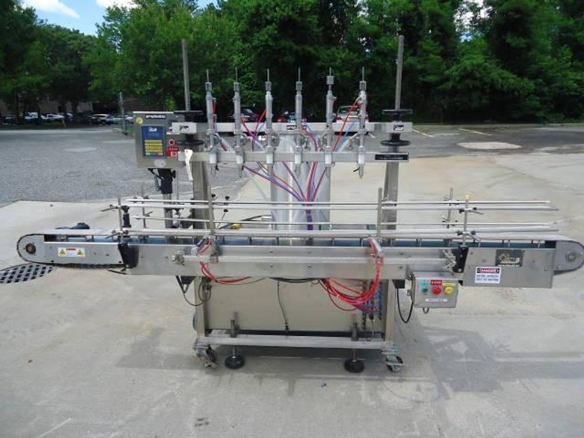 Used Oden Pro/Matic Six Head Automatic Filler, Stainless Steel