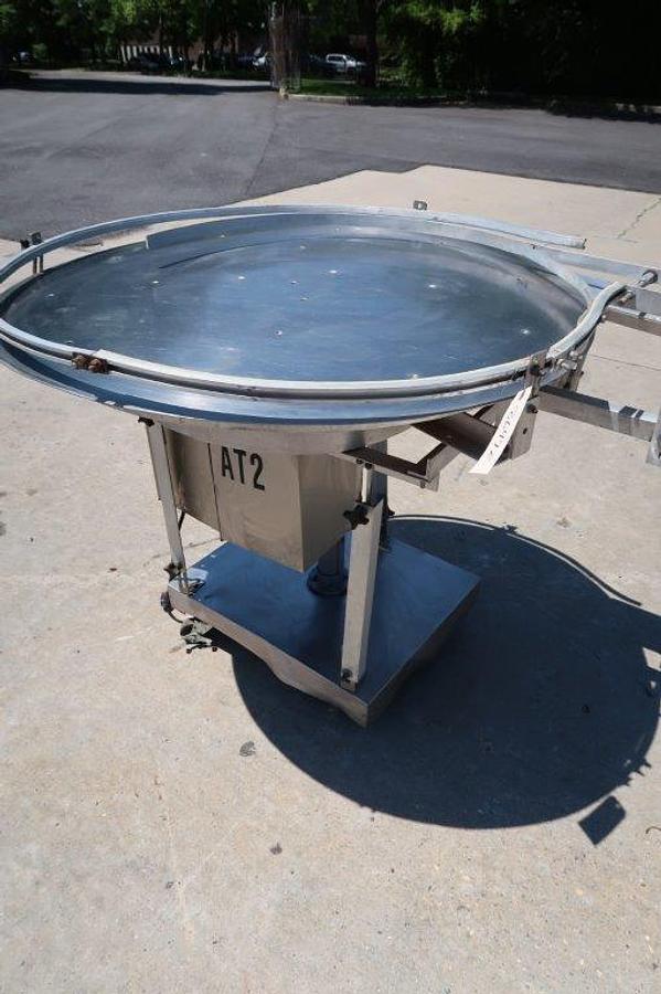 Used 42 In. Diameter Stainless Steel Rotary Unscrambling/Accumulating Table, Single Phase