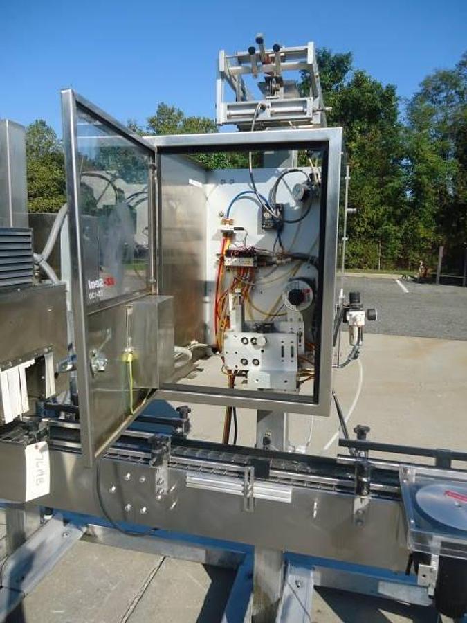 Used Axon Ez-130 Sleeving System With Twin Shrink Tunnels, 15 Ft. Conveyor