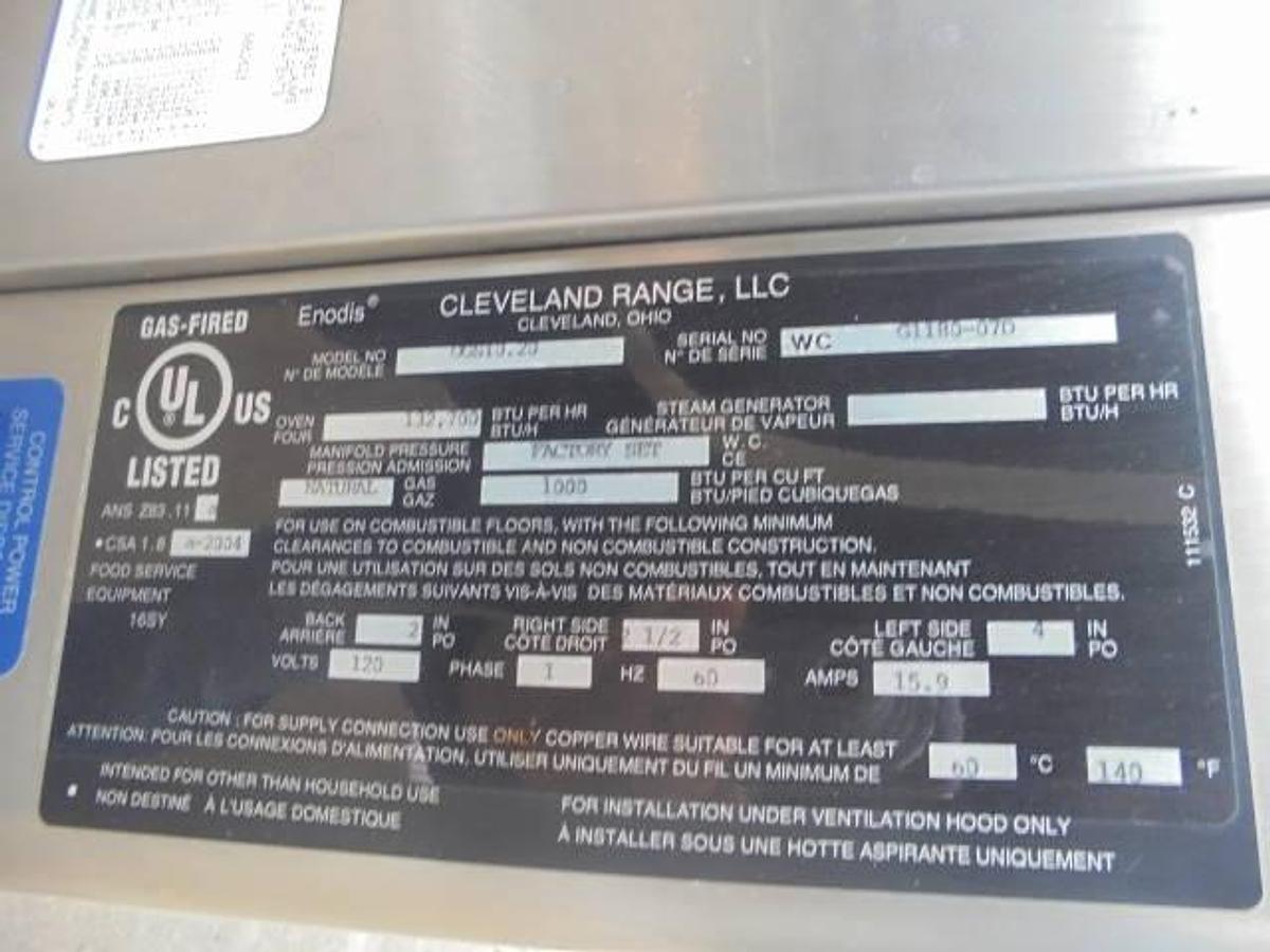 Used Cleveland Range “Convotherm” Gas/Electric Stainless Steel Oven, 11 Trays